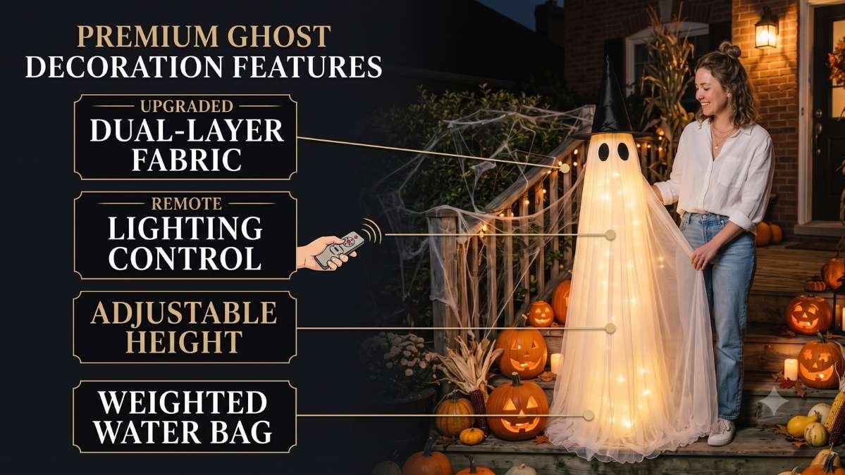 5 Ft Light Up Ghost Decor